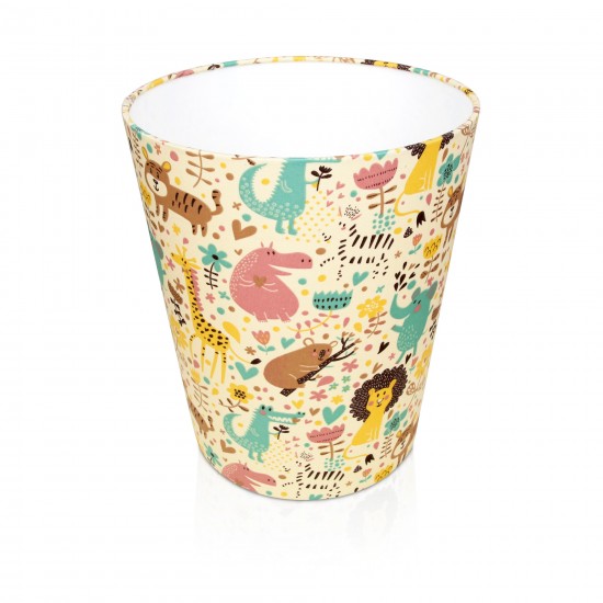 Pastel Zoo Animals Decorative Waste Paper Bin