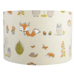 Handmade Fryetts Fox and Owl Drum Lampshade